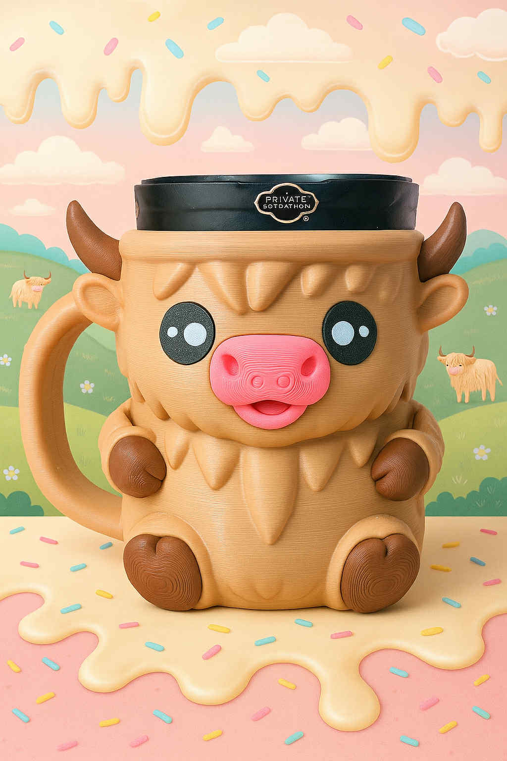 Highland cow ice cream holder