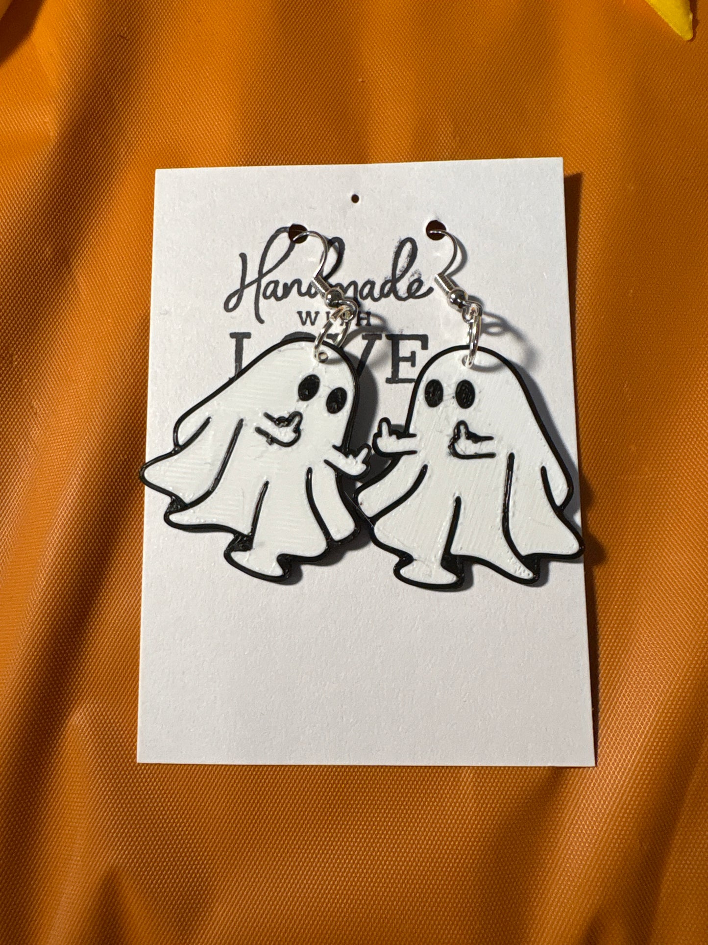 Ghost giving the finger earrings