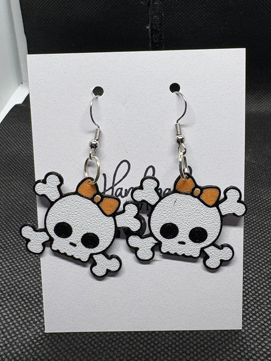 Skull with bow earrings