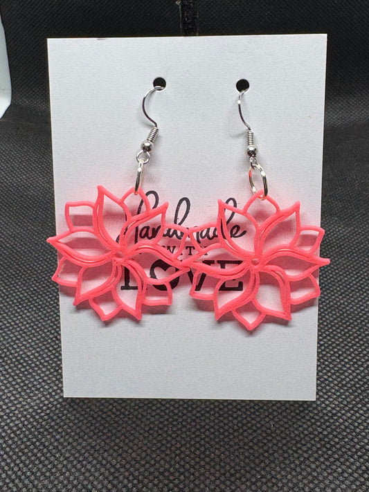 Pink flower earrings