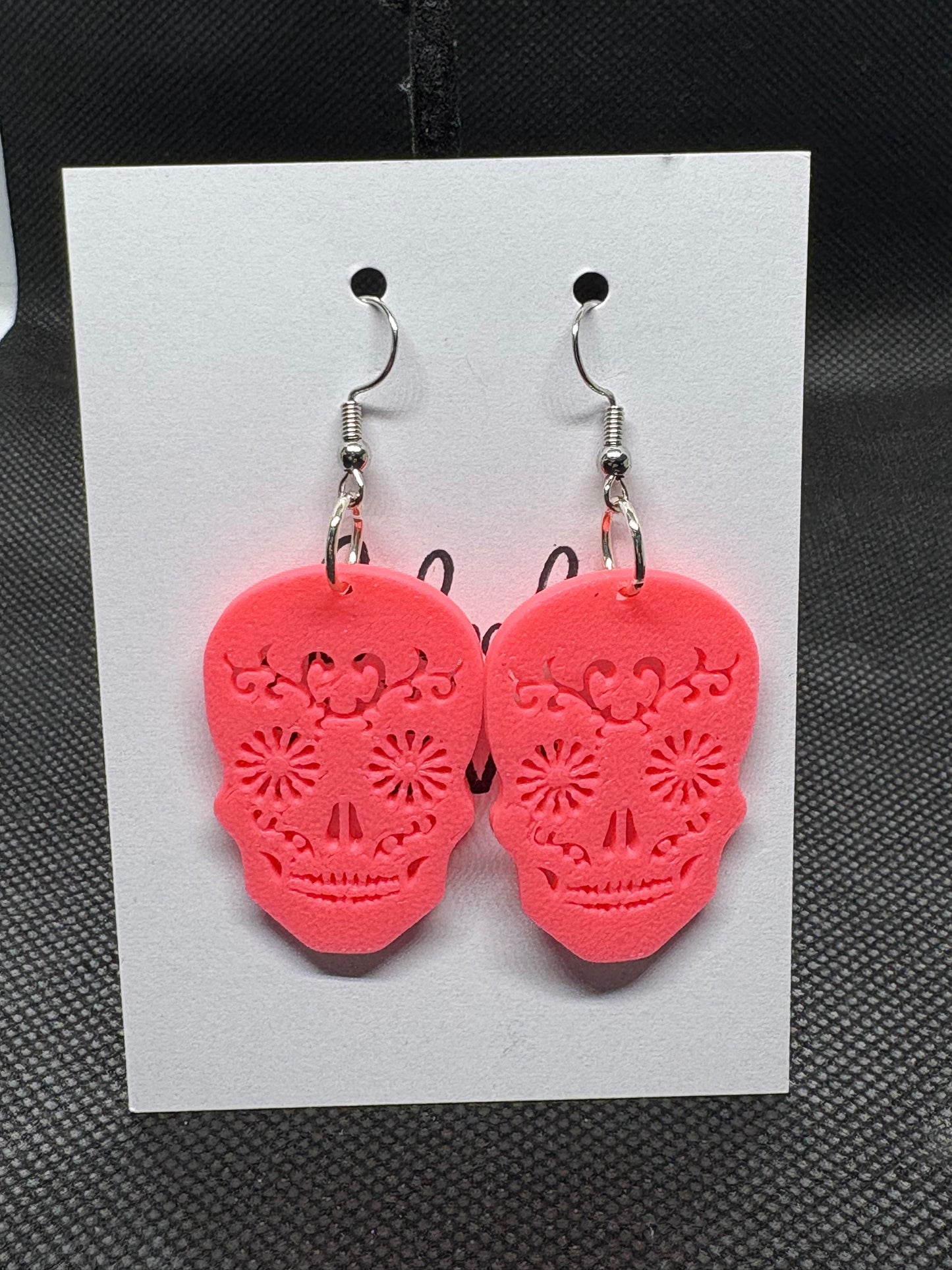 Pink sugar skull earrings