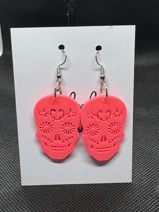Pink sugar skull earrings