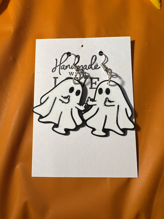 Ghost giving the finger earrings